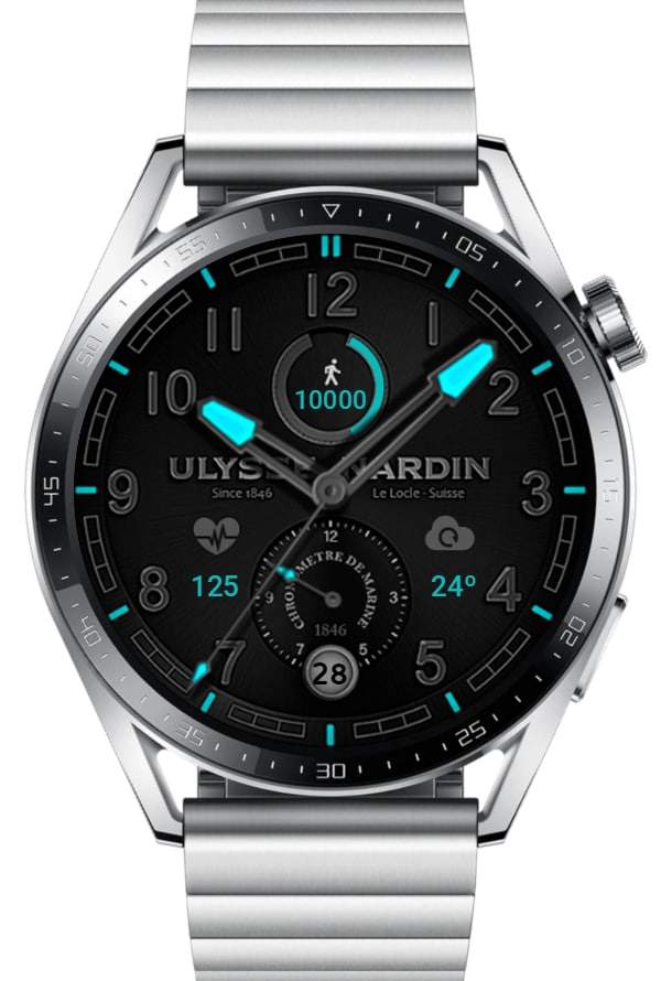 Ulysses nardin realistic HQ blue neon watch face theme
