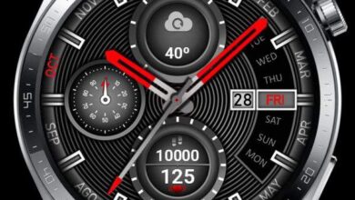 Red and black metallic watch face theme