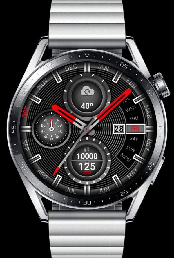 Red and black metallic watch face theme