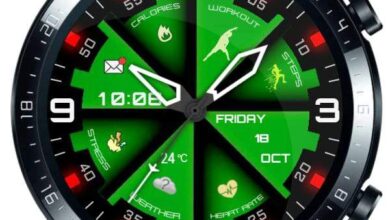 Unique green hybrid watch face theme