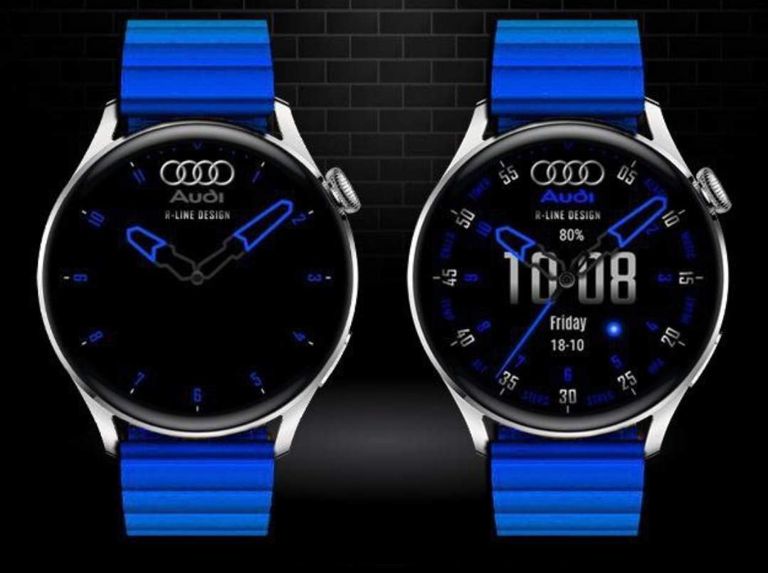 Audi blue hybrid watch face theme