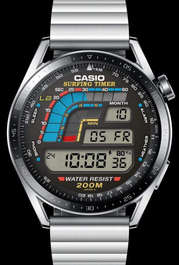 Casio surfing timer ported watch face theme
