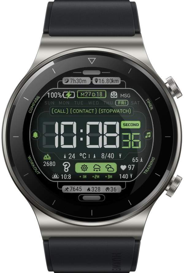 Future green lcd watch face theme