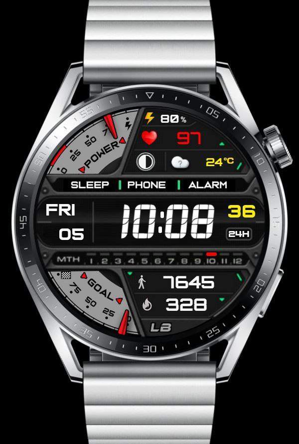Goal and Power gauge HQ digital watch face theme