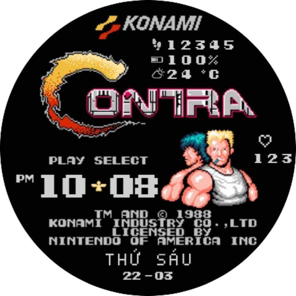 Contra game digital watch face theme