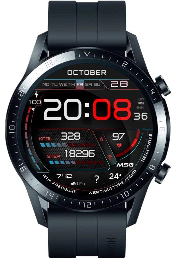 Fitness tracking digital watch face theme