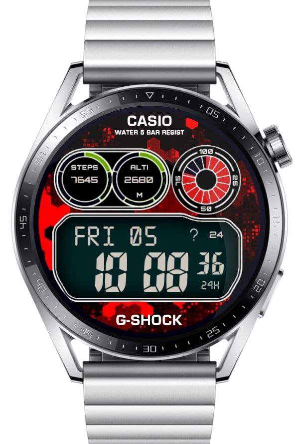 Casio fitness tracking digital watch face theme