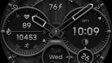 Pure black metal hq hybrid watch face theme