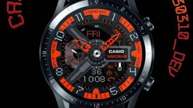 Casio blood red hybrid watch face theme