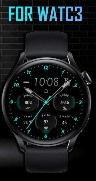 Neon blue HQ Hybrid watch face theme