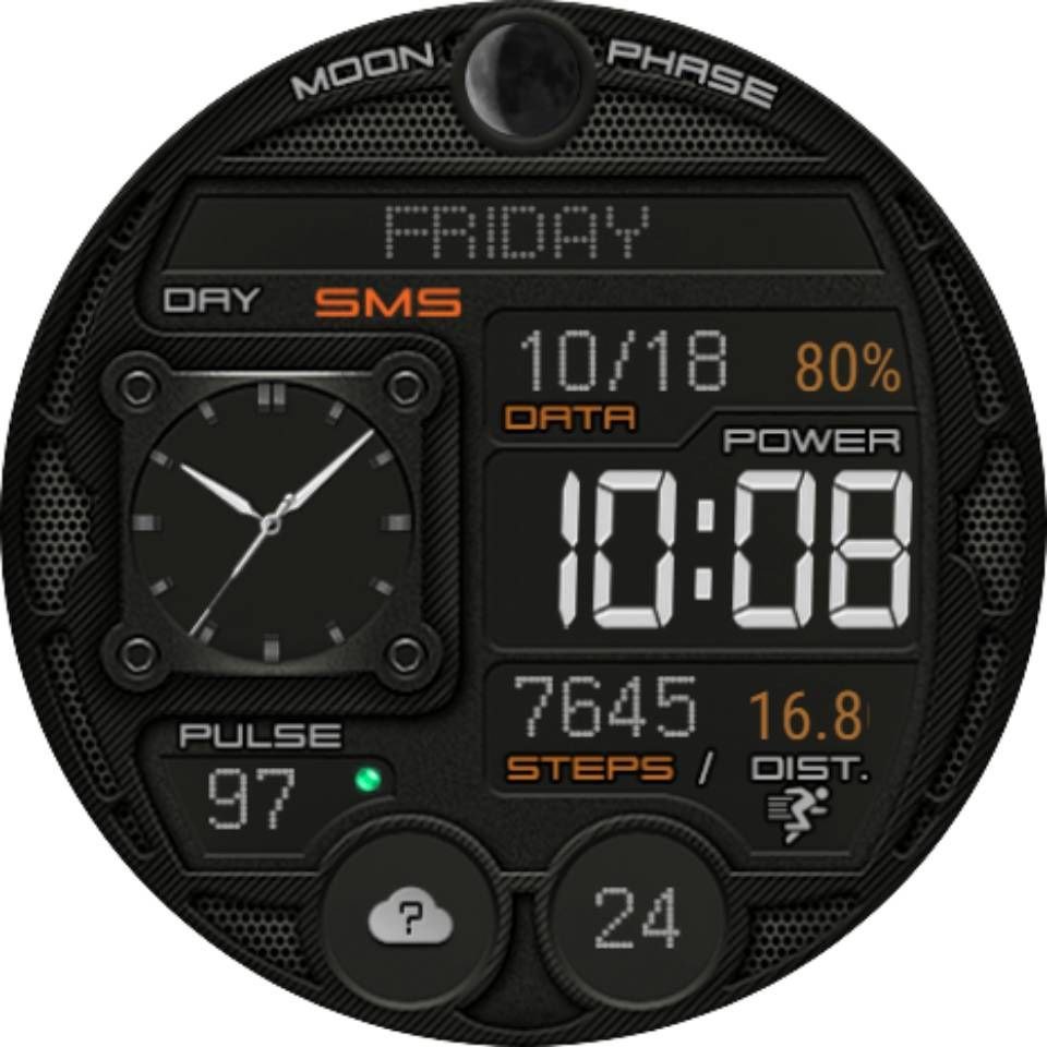 Double time hq hybrid watch face theme