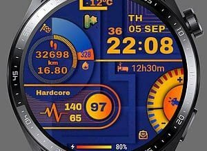 Colorful red orange digital watch face theme
