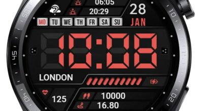 Digital watch face theme with location data