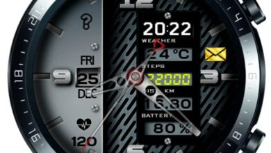Metallic blue hybrid watch face theme