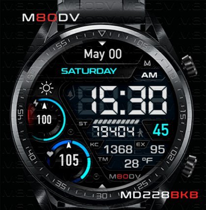Neat and clean neon colors digital watch face theme