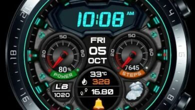 Blue LCD neon HQ digital watch face theme