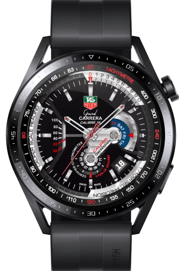 Carrera tag heuer realistic analog watch face theme