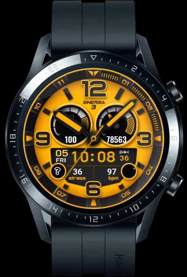 Yellow HQ Hybrid watchface theme