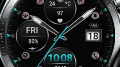 Beautiful black hybrid HQ watch face theme with so many widgets and shortcuts