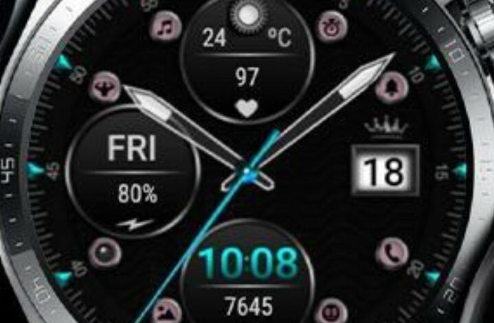 Beautiful black hybrid HQ watch face theme with so many widgets and shortcuts