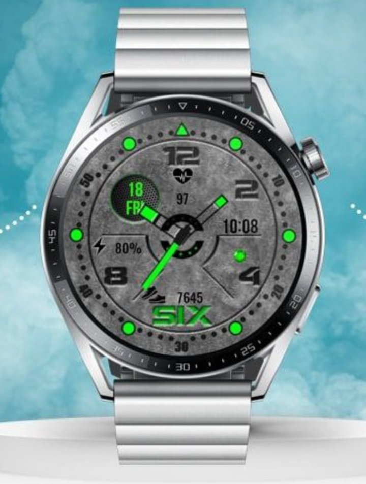 Grey HQ green hybrid watch face theme