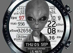 Alien digital watch face theme