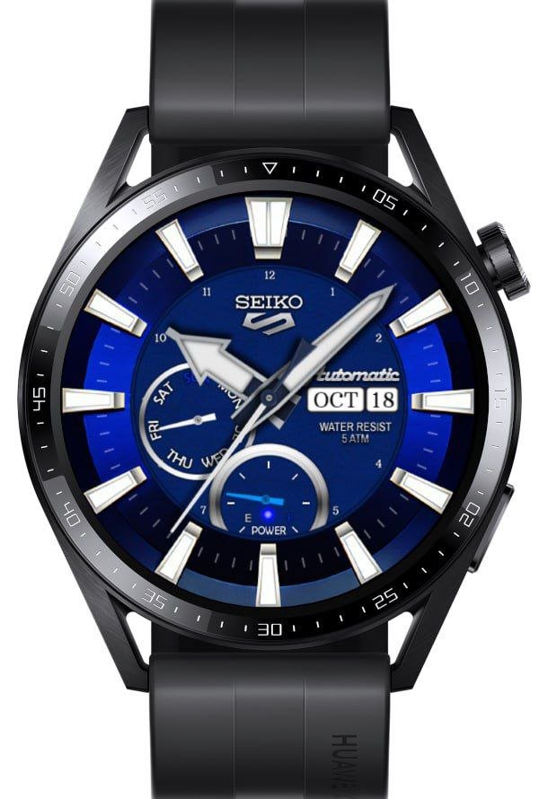 Seiko blue automatic realistic watch face theme