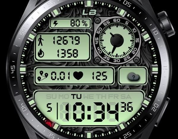 Green LCD HQ digital watch face theme