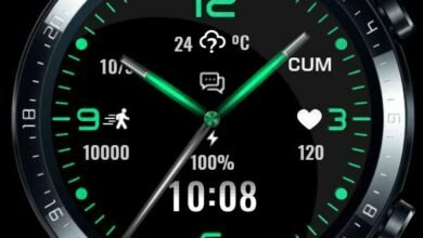 Neon yeşili yüksek kaliteli hibrit saat yüzü teması
