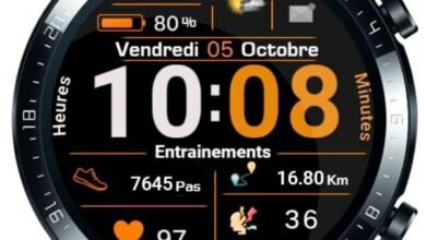 Thème de cadran de montre numérique blanc orange