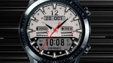 Tema de la esfera del reloj híbrido blanco de cuatro lcd