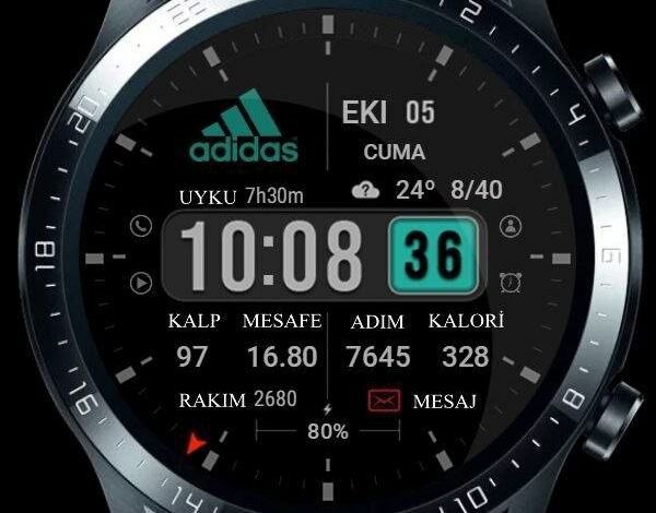 Adidas Yüksek kaliteli yeşil dijital saat yüzü teması