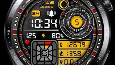 Orange LCD digital watch face theme