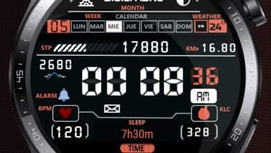 Increíble tema de esfera de reloj digital negro naranja de alta calidad