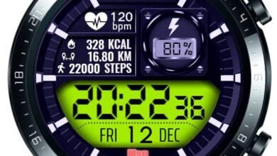 Amazing HQ purplish with green LCD digital watch face theme