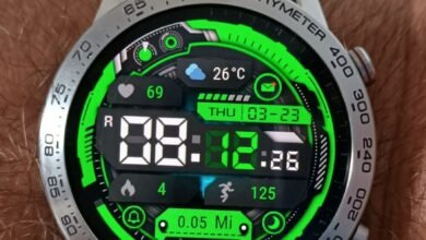Green fitness freaks sporty digital watch face theme