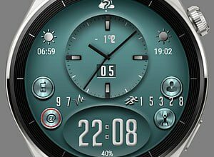 Green metallic hybrid watchface theme