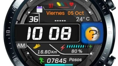 Tema de esfera de reloj digital de alta calidad con diseño de carbono