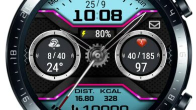 Unique style sky blue hybrid watch face theme