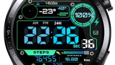 Neon blue green HQ digital watch face theme