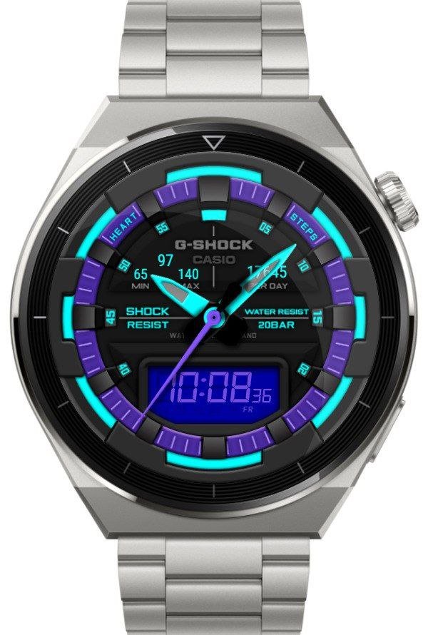 Casio G-Shock ported blue LCD HQ hybrid watchface theme