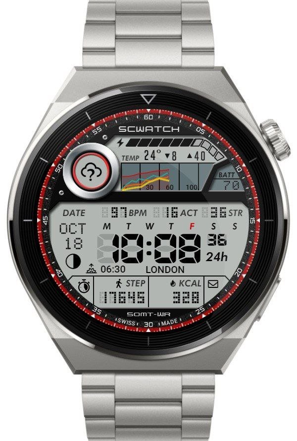 Amazing large LCD digital watch face theme