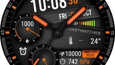 Orange hybrid watch face theme