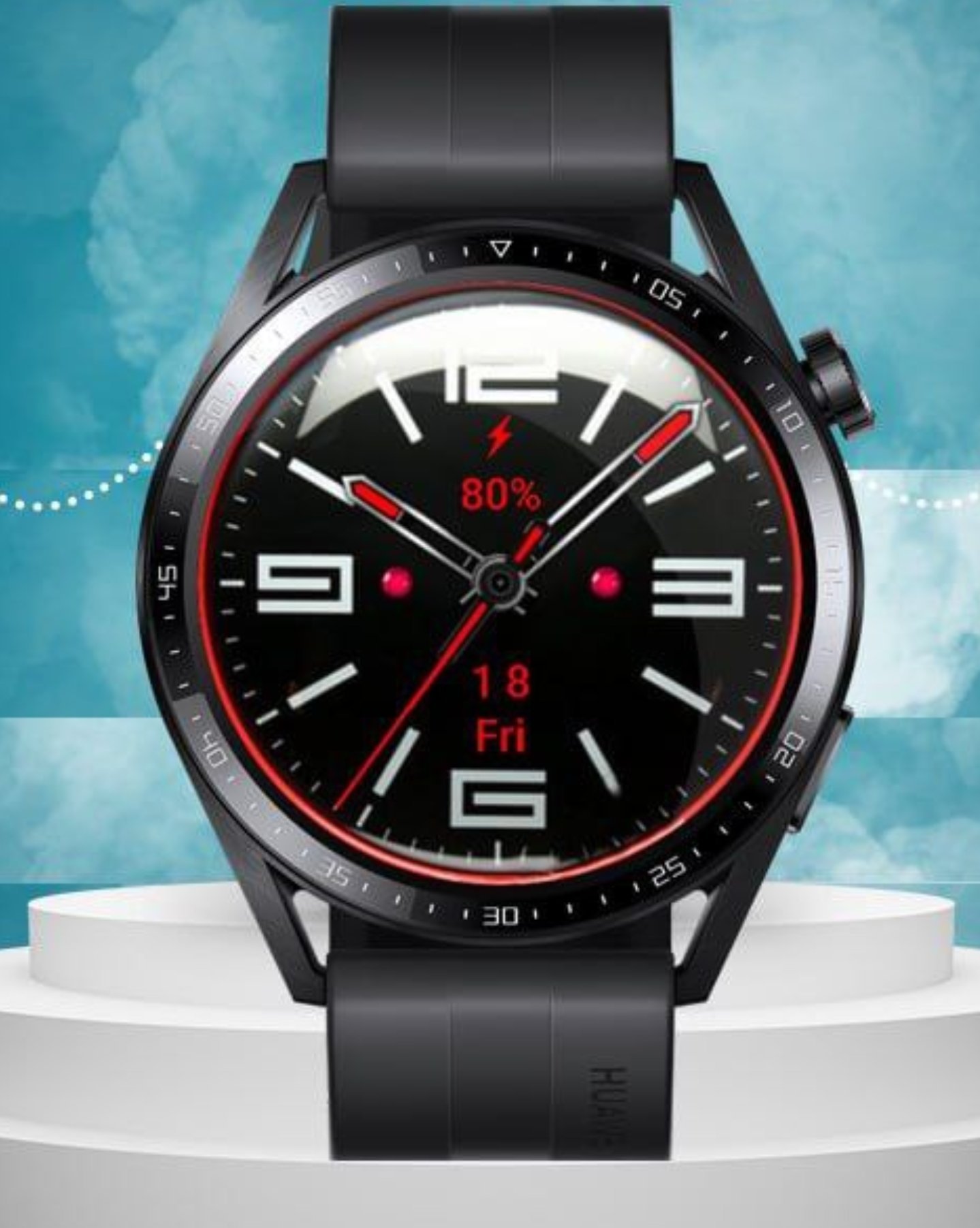 Simple clean and clear analog watch face with glass reflection
