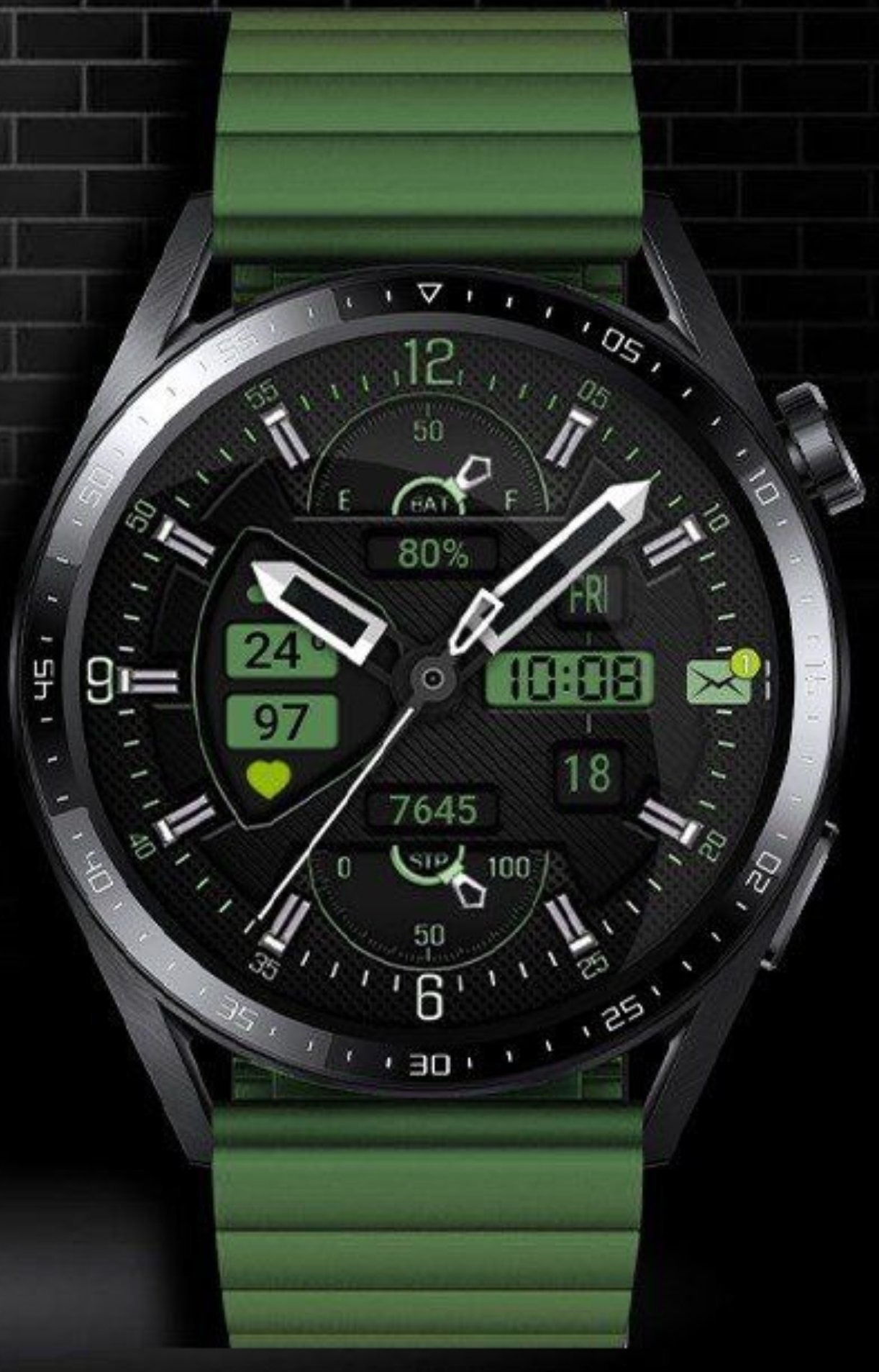Green LCD HQ hybrid watchface theme