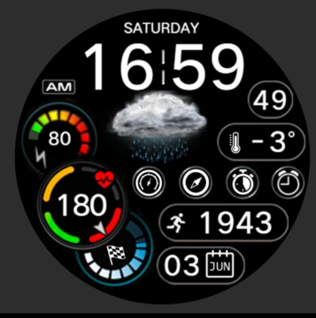 Big weather icons digital watch face theme