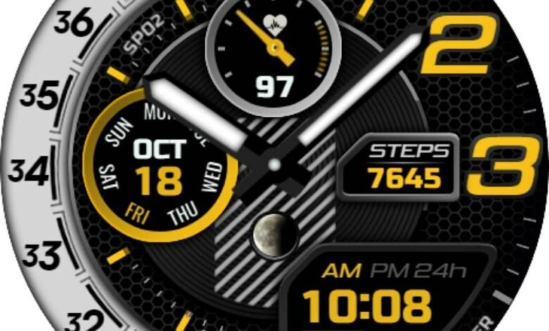 Yellow metallic HQ hybrid watchface theme