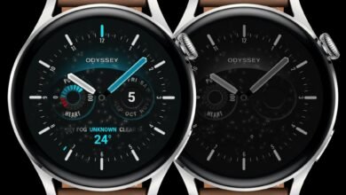 Odyssey blue hybrid watch face theme