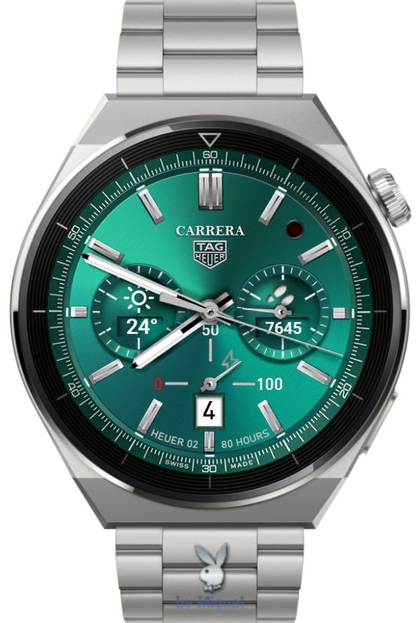 Carrera tag heuer green metallic HQ hybrid watchface theme