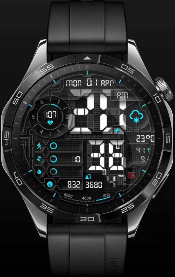 3D monitor high quality digital watch face theme